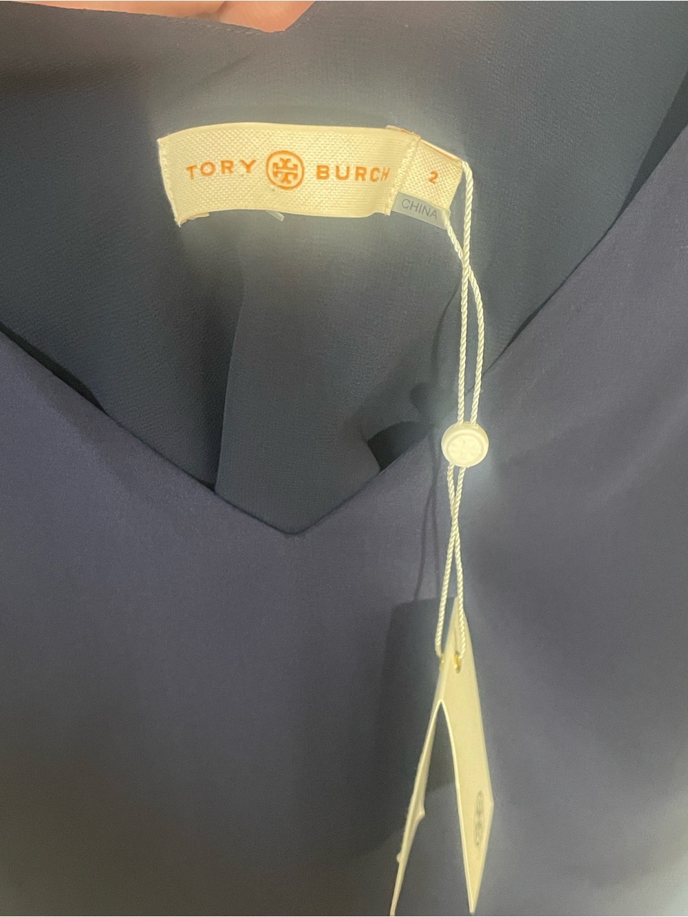Tory Burch Blouse Top Silk 2 NWT New Lined Navy Sleeveless Designer Retail $298 - Picture 6 of 14